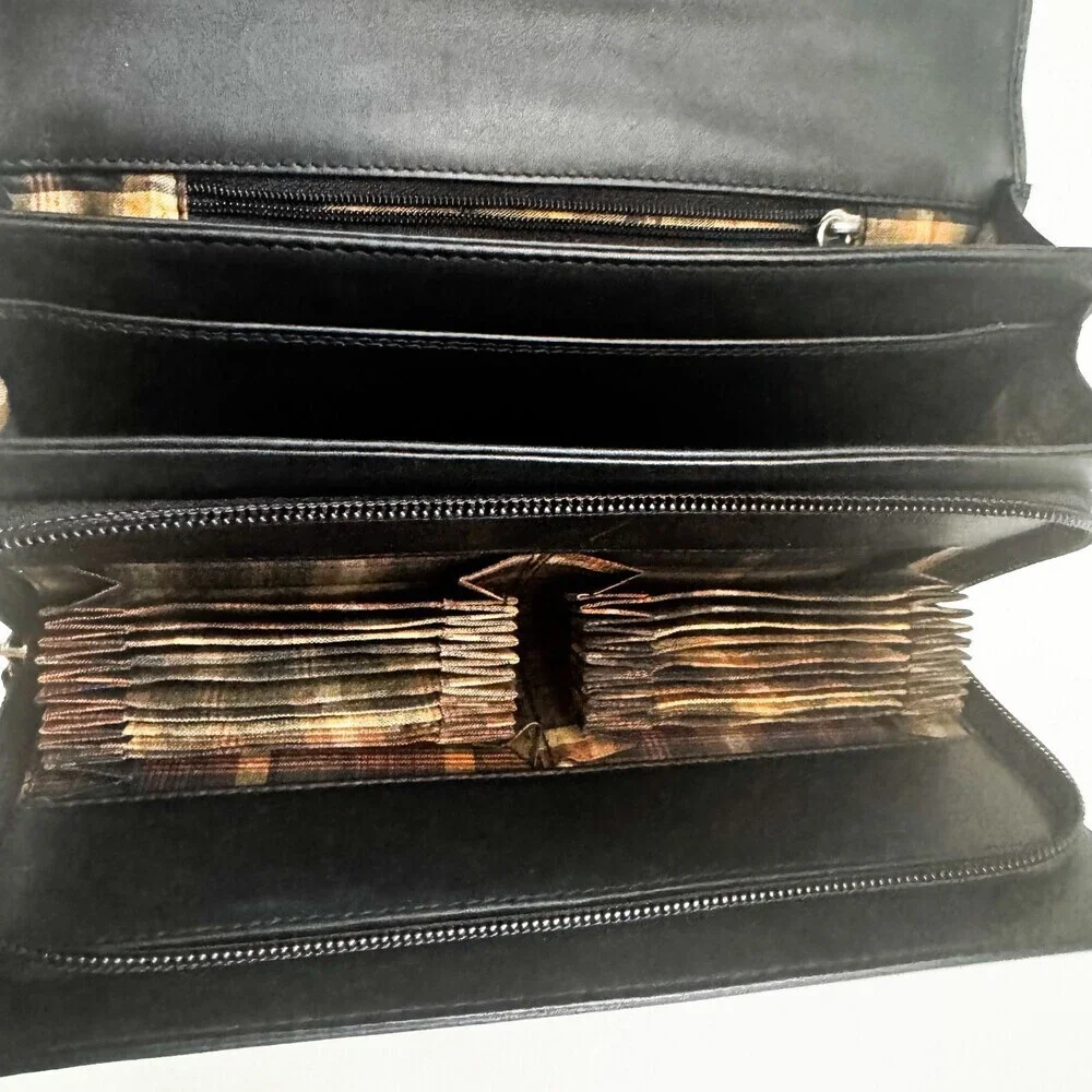 Vintage Derek Alexander Black Leather Wallet on a Strap Crossbody Bag